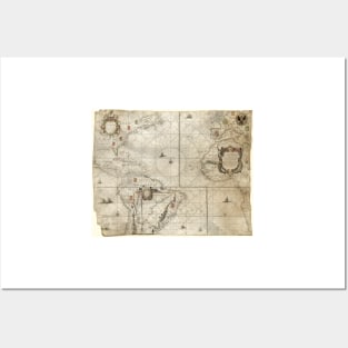 Map of the Atlantic coasts, 1660 (C029/1143) Posters and Art